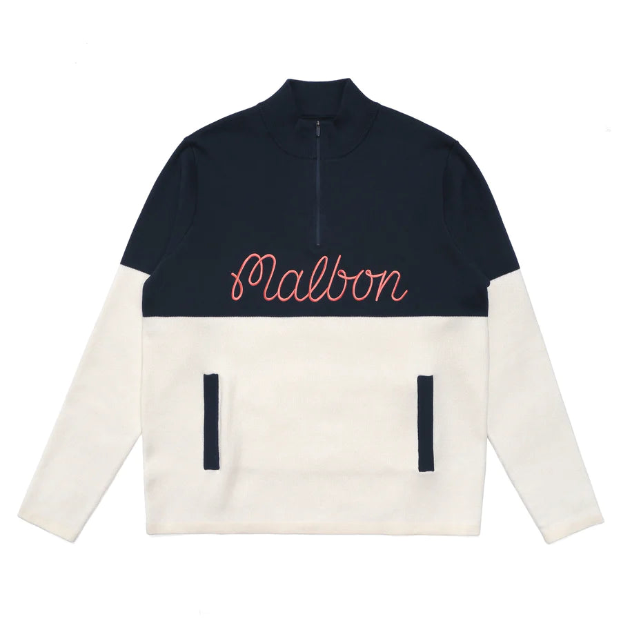 Malbon Script 1/4 Zip Sweater - Navy front