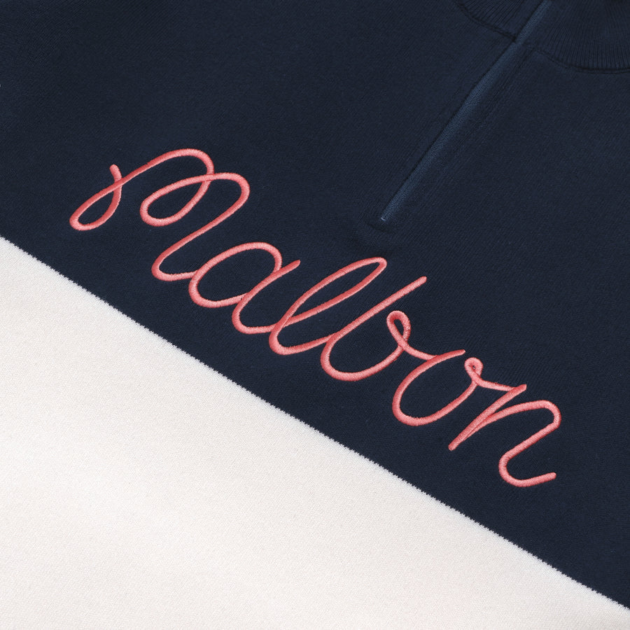 Malbon Script 1/4 Zip Sweater - Navy close up